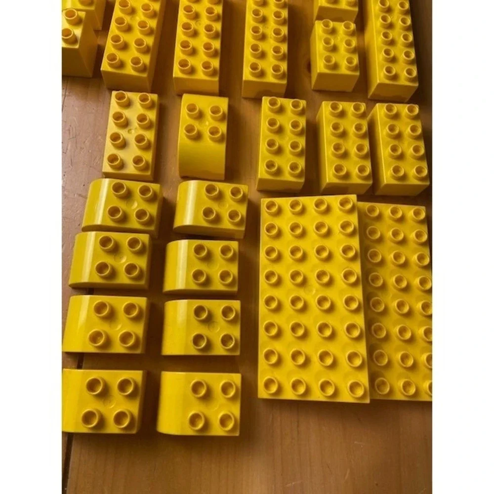 LEGO Duplo Bulk Lot Yellow Bricks Plates Curved Slopes 50+ Pieces Mixed Set